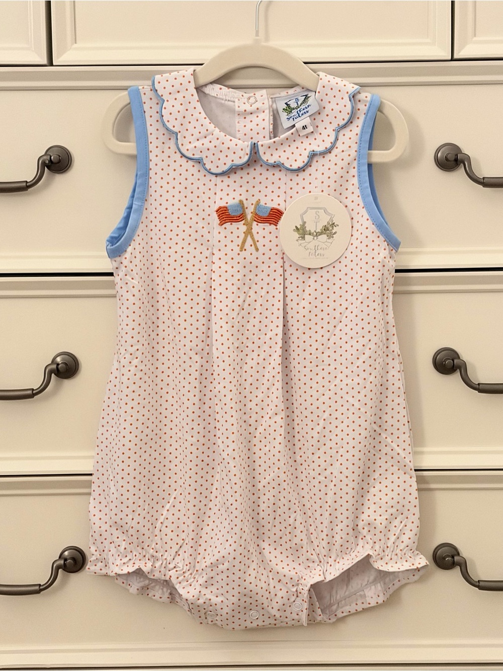 NWT Southern Taters Patriotic Bubble Scallop Collar Size 4T